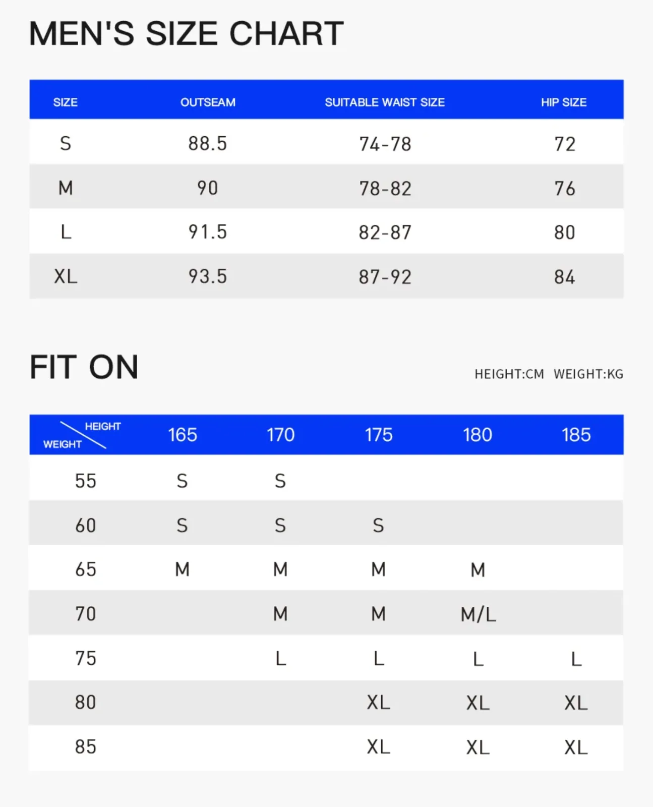 Size chart