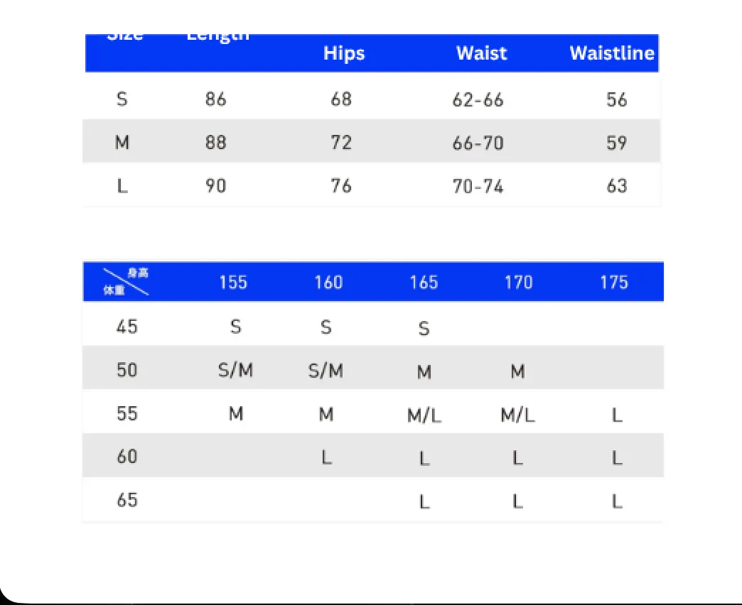 Size chart