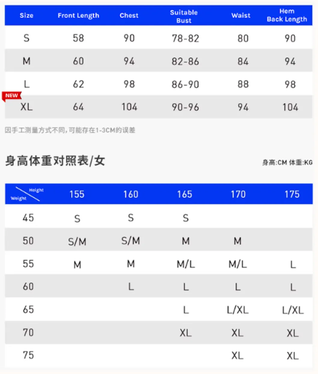 Size chart