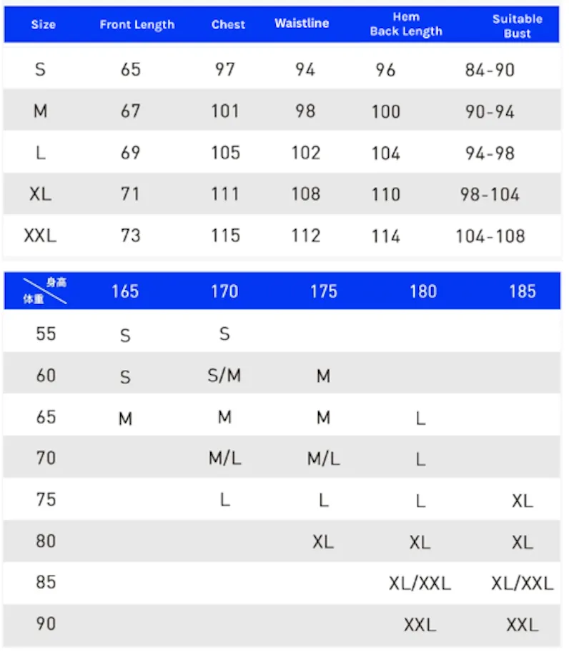 Size chart